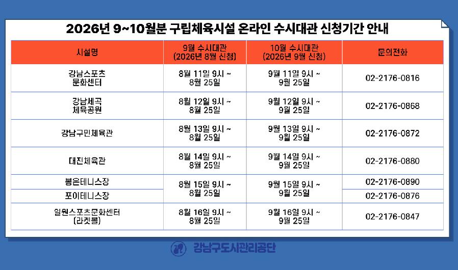 2026년 9~10월분 구립체육시설 온라인 수시대관 신청기간 안내_.png